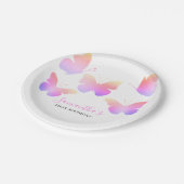 ピンクエレガントの水彩蝶1st誕生日 ペーパープレート (アングル)