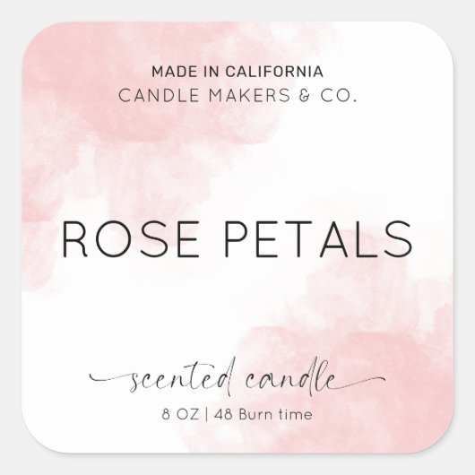 ピンクエレガントの水彩製品の包装 スクエアシール (正面)