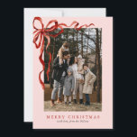 ピンクエレガントの水彩赤い弓クリスマス2写真 シーズンカード<br><div class="desc">ピンクのエレガント水色レッドボウクリスマス2フォトホリデーカードは、美しい水色のレッドボウあなたの2つの写真のまわりにを特徴とする。</div>