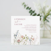ピンクエレガントの水彩野結婚花 招待状 (スタンド正面)