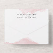 ピンクエレガントの水彩金ゴールドフレームバルミツワー オールインワン招待状 (裏面)