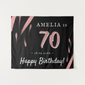 ピンクエレガントの水彩70誕生日背景 タペストリー (正面(横))