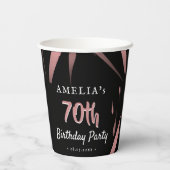 ピンクエレガントの水彩70th誕生日パーティー 紙コップ (裏面)