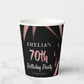 ピンクエレガントの水彩70th誕生日パーティー 紙コップ (正面)