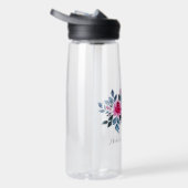 ピンクエレガントの水色のカスタム文字 ウォーターボトル (右面)