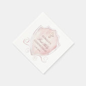 ピンクエレガントの水色のクレスト最初の聖体 スタンダードカクテルナプキン (角)