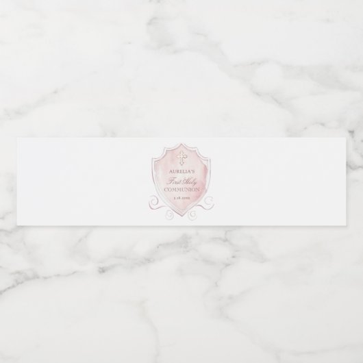 ピンクエレガントの水色のクレスト最初の聖体 ペットボトルラベル (シングルラベル)
