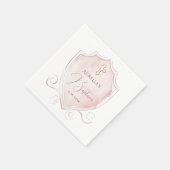 ピンクエレガントの水色のクレスト洗礼 スタンダードカクテルナプキン (角)