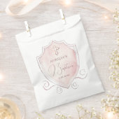 ピンクエレガントの水色のクレスト洗礼 フェイバーバッグ (クリップ留めされた状態)