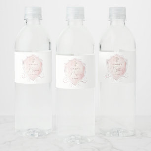 ピンクエレガントの水色のクレスト洗礼 ペットボトルラベル