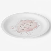 ピンクエレガントの水色のクレスト洗礼 ペーパープレート (アングル)