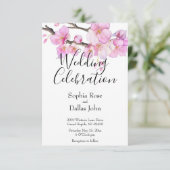 ピンクエレガントの水色のフローラが咲き結婚乱れる 招待状 (スタンド正面)