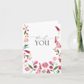 ピンクエレガントの水色の花サンキューカード サンキューカード (正面)