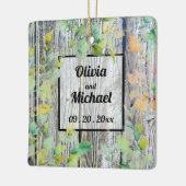 ピンクエレガントの水色の花動揺して材 セラミックオーナメント (左)