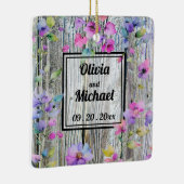 ピンクエレガントの水色の花動揺して材 セラミックオーナメント (右)