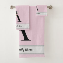 ピンクエレガントの水色の花 バスタオルセット