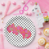 ピンクエレガントの水色の蘭 | 水玉模様 ペーパープレート (パーティー)