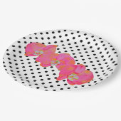 ピンクエレガントの水色の蘭 | 水玉模様 ペーパープレート (アングル)