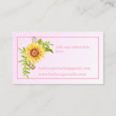 ピンクエレガントの水色の黄色ひまわり 名刺 (裏面)