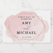 ピンクエレガントの水色スプラッシュ金ゴールドジオフレームミニ スパークリングワインラベル (シングルラベル)