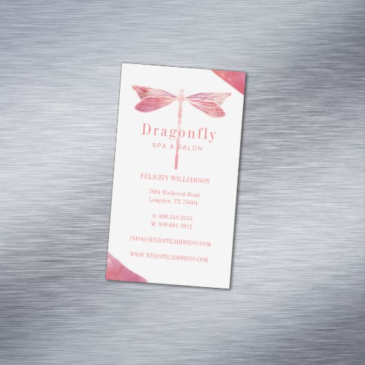 ピンクエレガントの水色ドラゴンフライのロゴ マグネット名刺 (インサイチュ)