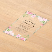 ピンクエレガントの水色フローライースターブランチ アクリル招待状 (レイダウン)