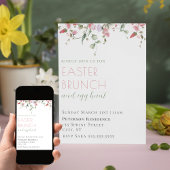 ピンクエレガントの水色フローライースターブランチ 招待状