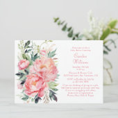 ピンクエレガントの水色フローラカップル赤ちゃんシャワー 招待状 (スタンド正面)