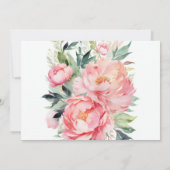 ピンクエレガントの水色フローラカップル赤ちゃんシャワー 招待状 (裏面)