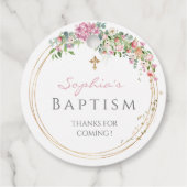 ピンクエレガントの水色フローラガールバプテスマ フェイバータグ (裏面)