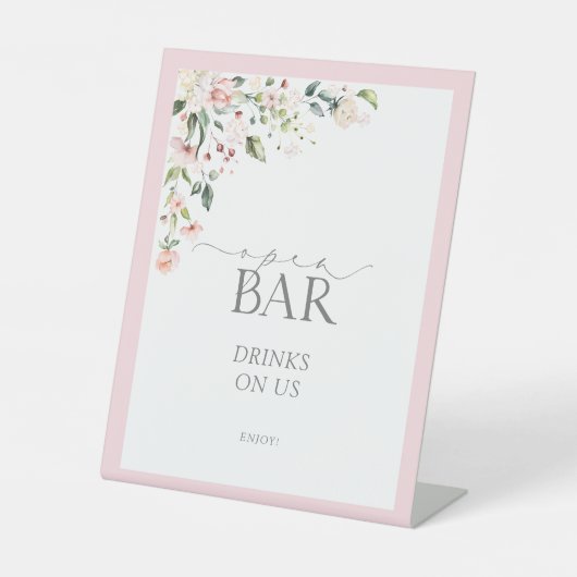 ピンクエレガントの水色フローラシャワーオープンバー 台座サイン (正面)