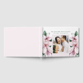 ピンクエレガントの水色フローラフォト結婚ズ ゲストブック (全面)