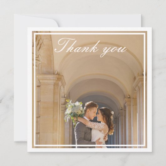 ピンクエレガントの水色フローラモノグラム結婚ズ サンキューカード (裏面)