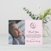 ピンクエレガントの洗礼ベビー写真サンキューカード サンキューカード (スタンド正面)