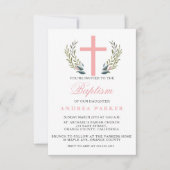 ピンクエレガントの洗礼/《キリスト教》洗礼式や命名式招待状 招待状 (正面)