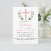 ピンクエレガントの洗礼/《キリスト教》洗礼式や命名式招待状 招待状 (スタンド正面)