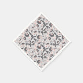 ピンクエレガントの灰色の花 スタンダードカクテルナプキン (角)