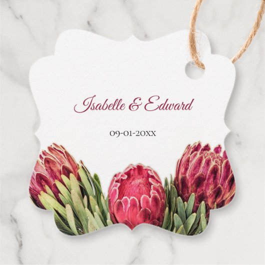 ピンクエレガントの熱帯プロテアの結婚花 フェイバータグ (裏面)