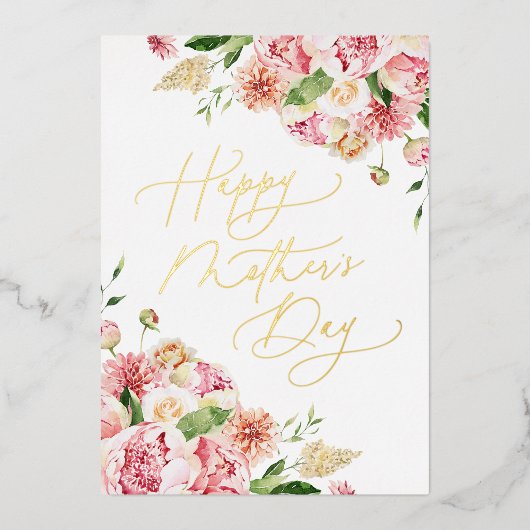 ピンクエレガントの牡丹が母の日を楽しむ 箔シーズンカード (正面)