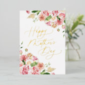 ピンクエレガントの牡丹が母の日を楽しむ 箔シーズンカード (立ち正面)