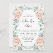 ピンクエレガントの牡丹とユーカリ結婚の 招待状 (正面)