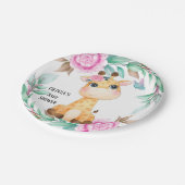 ピンクエレガントの牡丹と可愛いキリンカスタム ペーパープレート (アングル)