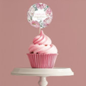 ピンクエレガントの牡丹と緑の少女の赤ちゃんシャワーF ラウンドシール