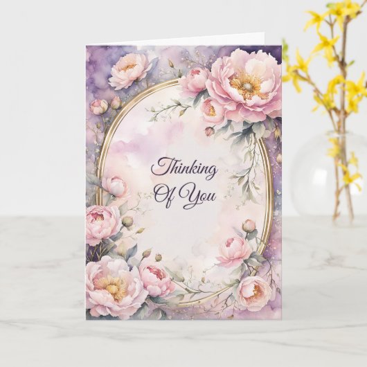 ピンクエレガントの牡丹のオ考えバルフレーム カード (黄色い花)