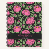 ピンクエレガントの牡丹のパーソナライズされた花 ノートブック (正面)