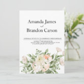 ピンクエレガントの牡丹の写真結婚の 招待状 (スタンド正面)