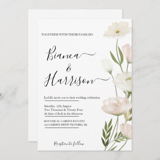 ピンクエレガントの牡丹の写真 セーブザデート (正面/裏面)