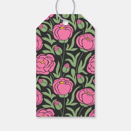 ピンクエレガントの牡丹の花結婚の皆様 ギフトタグ (裏面)