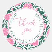 ピンクエレガントの牡丹の花結婚の皆様 ラウンドシール (正面)