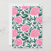 ピンクエレガントの牡丹の花赤ちゃんシャワー 招待状 (裏面)